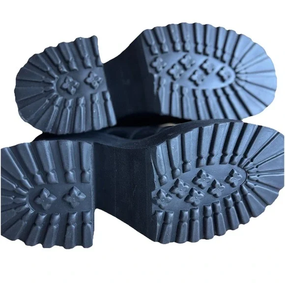 90S Deadstock Leather Platform Oxford Shoes SZ 8 BatWing Chunky Whimsigoth Y2K - Picture 8 of 9